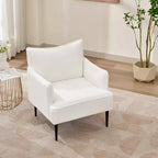 Fauteuil d'appoint Mid-century, Fauteuil de salon Tissu Canapé moderne petit avec deux accoudoirs et pieds en métal pour chambre à coucher, bureau, salle d'étude