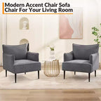 Fauteuil d'appoint Mid-century, Fauteuil de salon Tissu Canapé moderne petit avec deux accoudoirs et pieds en métal pour chambre à coucher, bureau, salle d'étude