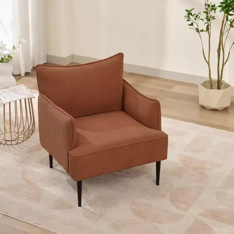 Fauteuil d'appoint Mid-century, Fauteuil de salon Tissu Canapé moderne petit avec deux accoudoirs et pieds en métal pour chambre à coucher, bureau, salle d'étude