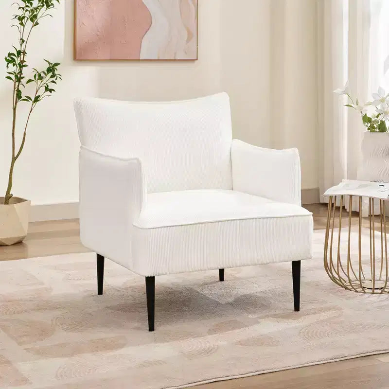 Fauteuil d'appoint Mid-century, Fauteuil de salon Tissu Canapé moderne petit avec deux accoudoirs et pieds en métal pour chambre à coucher, bureau, salle d'étude