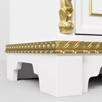 Meuble de rangement décoratif blanc Famapy avec spot LED et sculptures dorées ornementales pour salon et entrée