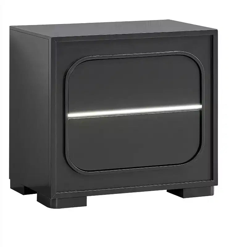 Table de chevet Passion Furniture Wave Wengé 2 tiroirs, 28 po l.