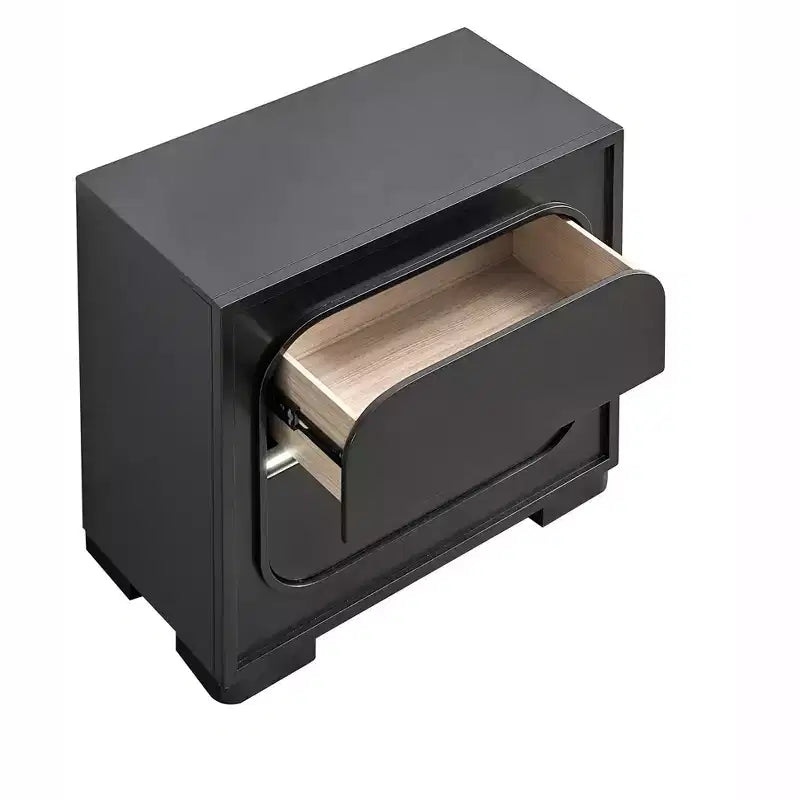 Table de chevet Passion Furniture Wave Wengé 2 tiroirs, 28 po l.
