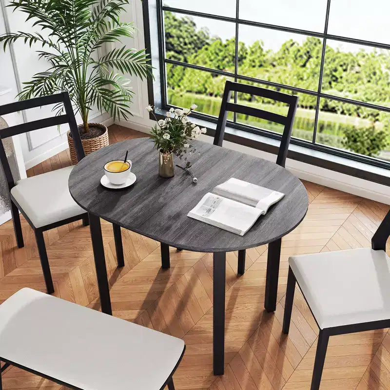 Costway Table à Manger en Bois 43'' avec Pieds en Bois d'Hévéa pour 2-4 Personnes Charge 118 kg