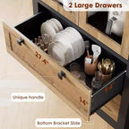 Meuble de rangement pour garde-manger de cuisine de 183 cm, garde-manger de style ferme moderne avec 2 grands tiroirs et étagères réglables, armoire de cuisine autonome pour salle à manger