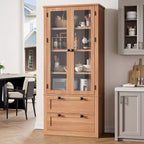 Meuble de rangement pour garde-manger de cuisine de 183 cm, garde-manger de style ferme moderne avec 2 grands tiroirs et étagères réglables, armoire de cuisine autonome pour salle à manger