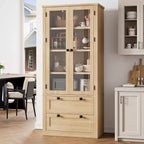 Meuble de rangement pour garde-manger de cuisine de 183 cm, garde-manger de style ferme moderne avec 2 grands tiroirs et étagères réglables, armoire de cuisine autonome pour salle à manger