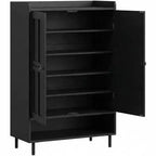 Meuble à chaussures de ferme à 6 niveaux avec 3 étagères réglables et pieds en métal, armoire de rangement pour chaussures de 114 cm de haut pour l'entrée, porte d'entrée