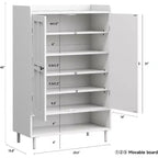 Meuble à chaussures de ferme à 6 niveaux avec 3 étagères réglables et pieds en métal, armoire de rangement pour chaussures de 114 cm de haut pour l'entrée, porte d'entrée