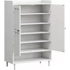 Meuble à chaussures de ferme à 6 niveaux avec 3 étagères réglables et pieds en métal, armoire de rangement pour chaussures de 114 cm de haut pour l'entrée, porte d'entrée