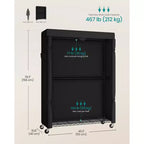 SONGMICS Portant à vêtements roulant robuste, Armoire portable à roulettes, avec étagères grillagées et tringles à suspendre réglables, Housse en tissu, Noir encre