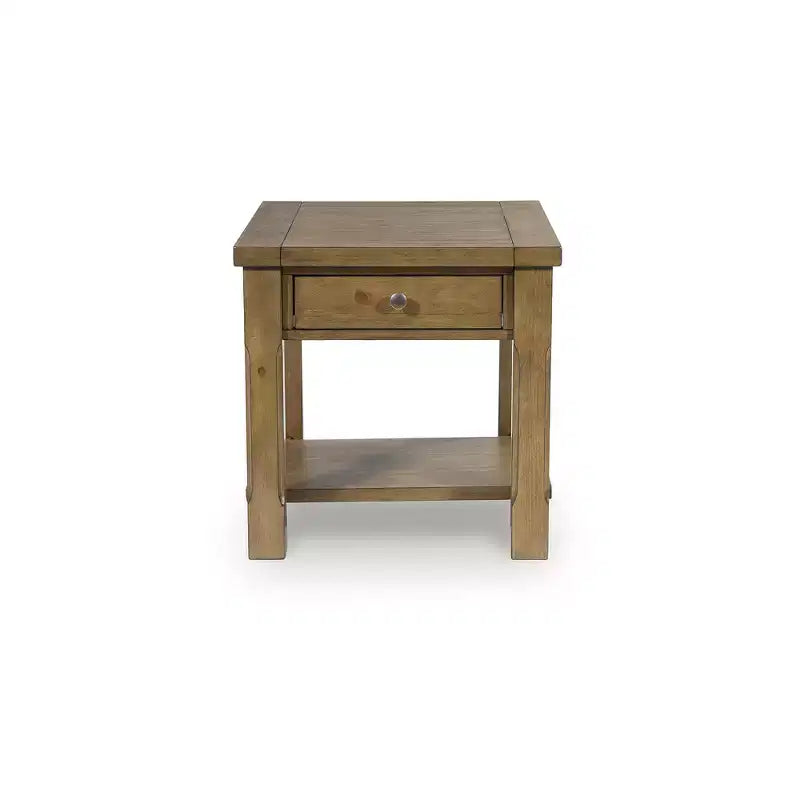 Signature Design by Ashley Vandenmore - Table d'appoint rectangulaire avec tiroir et étagère inférieure, finition marron moyen
