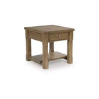 Signature Design by Ashley Vandenmore - Table d'appoint rectangulaire avec tiroir et étagère inférieure, finition marron moyen