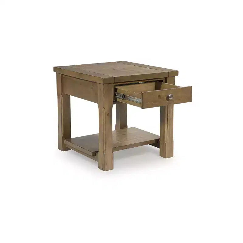 Signature Design by Ashley Vandenmore - Table d'appoint rectangulaire avec tiroir et étagère inférieure, finition marron moyen