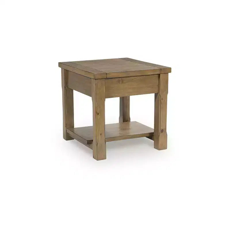 Signature Design by Ashley Vandenmore - Table d'appoint rectangulaire avec tiroir et étagère inférieure, finition marron moyen