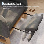 Fauteuil à bascule pour chambre de bébé avec repose-pieds réglable, fauteuil à bascule planant à dossier haut en lin avec pieds en bois pour salon, chambre à coucher et chambre de bébé