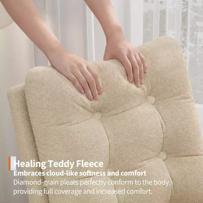 Fauteuil à bascule pour chambre de bébé avec repose-pieds réglable, fauteuil à bascule planant à dossier haut en lin avec pieds en bois pour salon, chambre à coucher et chambre de bébé
