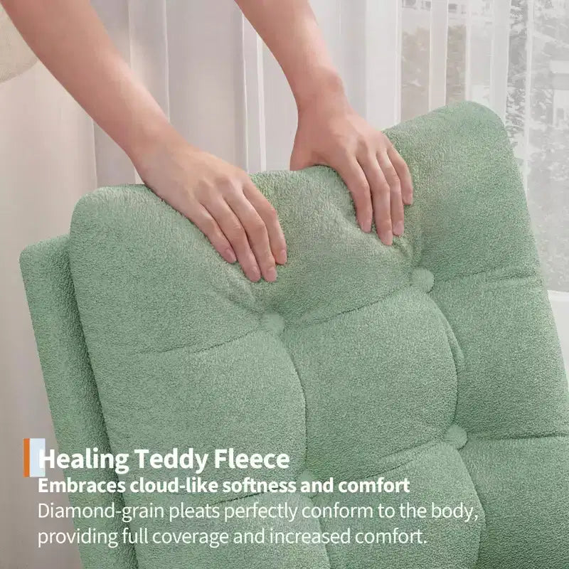 Fauteuil à bascule pour chambre de bébé avec repose-pieds réglable, fauteuil à bascule planant à dossier haut en lin avec pieds en bois pour salon, chambre à coucher et chambre de bébé