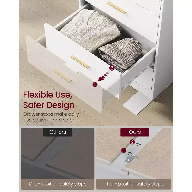 VASAGLE Collection Custos - Commode de chambre, Meuble de rangement pour dressing, Style moderne, Meuble TV pour salon, 6 tiroirs