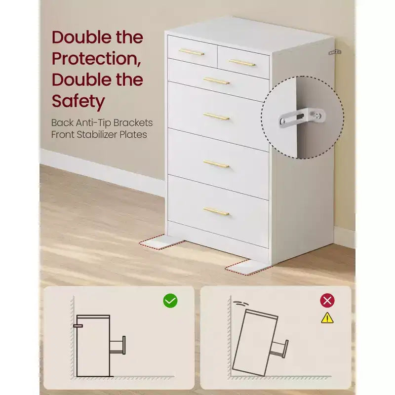 VASAGLE Collection Custos - Commode de chambre, Meuble de rangement pour dressing, Style moderne, Meuble TV pour salon, 6 tiroirs