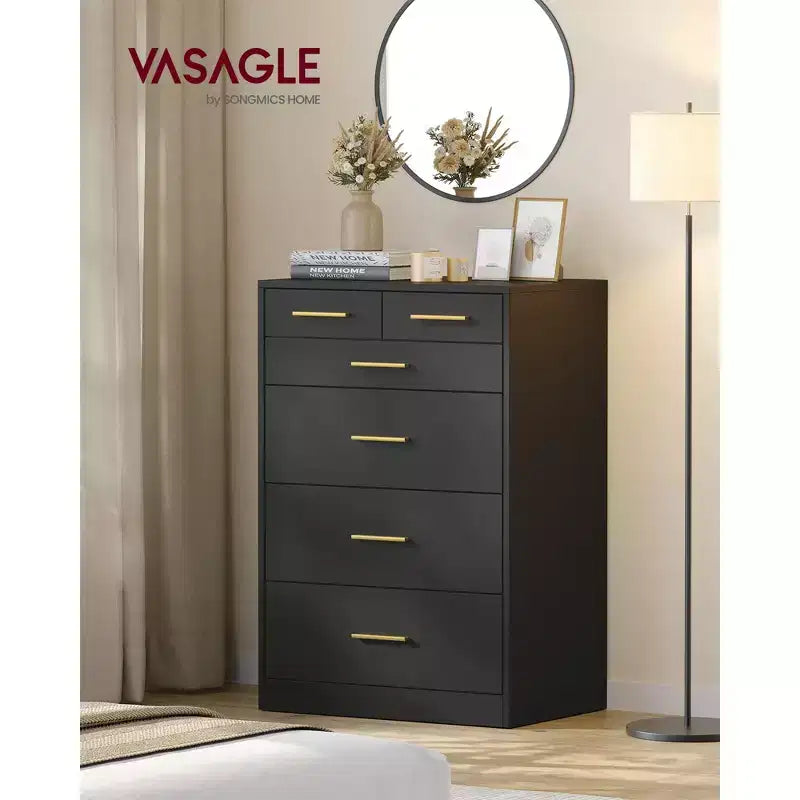 VASAGLE Collection Custos - Commode de chambre, Meuble de rangement pour dressing, Style moderne, Meuble TV pour salon, 6 tiroirs