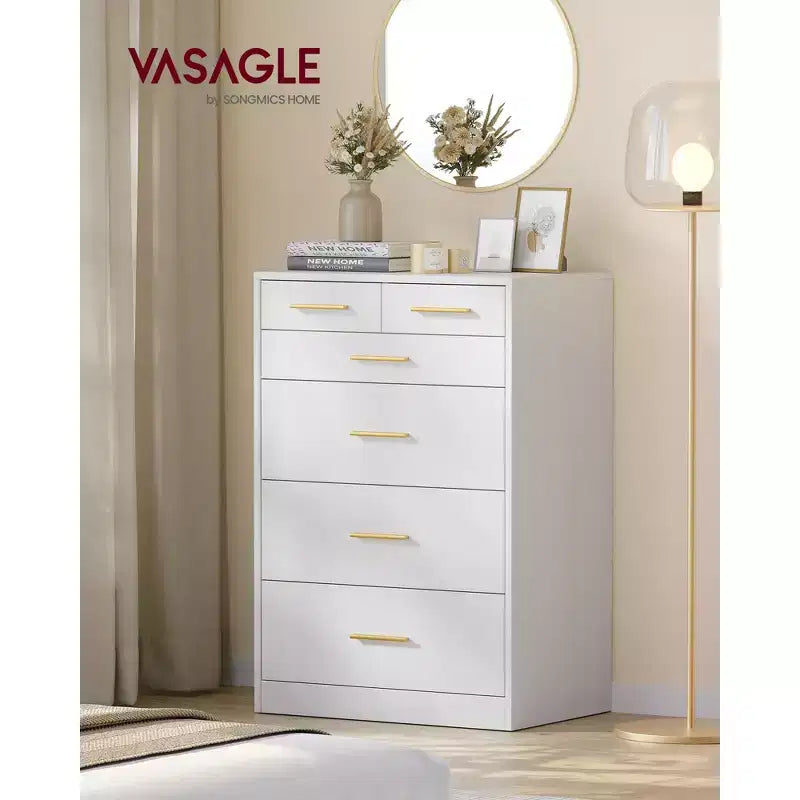 VASAGLE Collection Custos - Commode de chambre, Meuble de rangement pour dressing, Style moderne, Meuble TV pour salon, 6 tiroirs