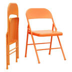 Folding Chair Set of 2, Heavy Duty Metal Chairs with Double Braced, 350LBS Capacity, Portable for Office, Wedding, Party, Indoor & Outdoor Use