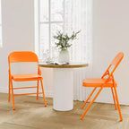 Lot de 2 chaises pliantes, chaises métalliques robustes avec double croisillon, capacité de 159 kg, portables pour le bureau, les mariages, les fêtes, utilisation intérieure et extérieure