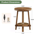 Table d'appoint Lantine en bois massif pour salon, petite table de bout ronde de style ferme avec rangement à 2 niveaux pour petits espaces, chambre à coucher, marron
