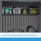 Kit de trois étagères Suncast pour abri de jardin horizontal/vertical XL, stockage extérieur mural, noir