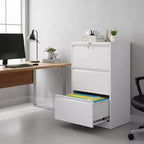 Classeur latéral à 3 tiroirs avec serrure, grande capacité de rangement pour le bureau, la maison ou le bureau