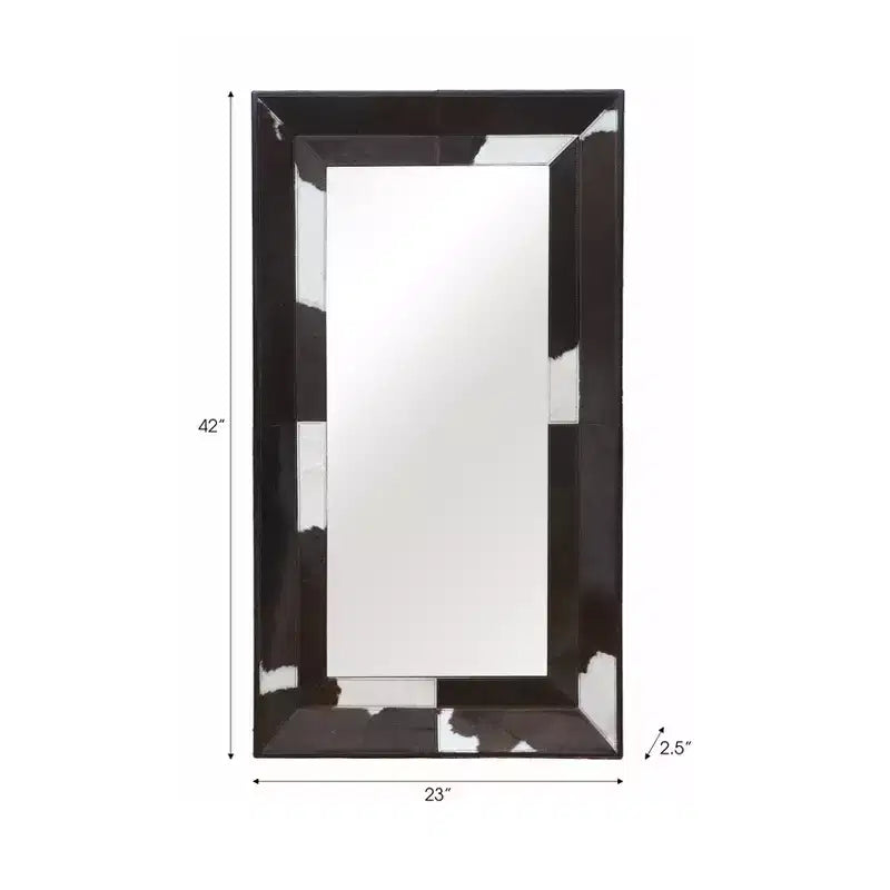 Miroir moderne pleine longueur avec cadre imprimé vache - Miroir mural décoratif pour salle de bain, chambre à coucher, salon ou couloir - 23, marron et blanc