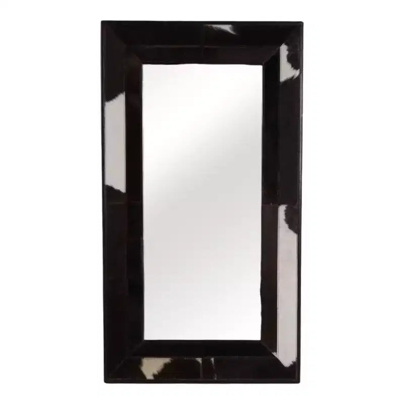 Miroir moderne pleine longueur avec cadre imprimé vache - Miroir mural décoratif pour salle de bain, chambre à coucher, salon ou couloir - 23, marron et blanc
