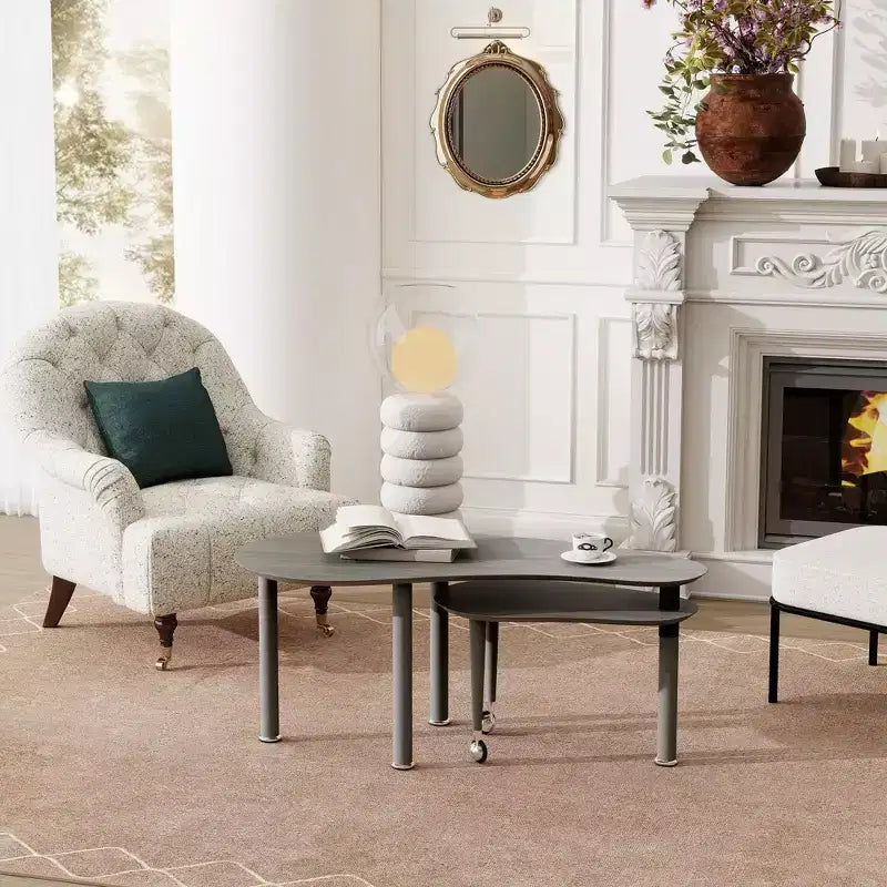 Table basse moderne Ora Maison avec pieds en bois massif et rallonge coulissante pour salon