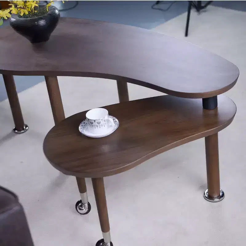 Table basse moderne Ora Maison avec pieds en bois massif et rallonge coulissante pour salon