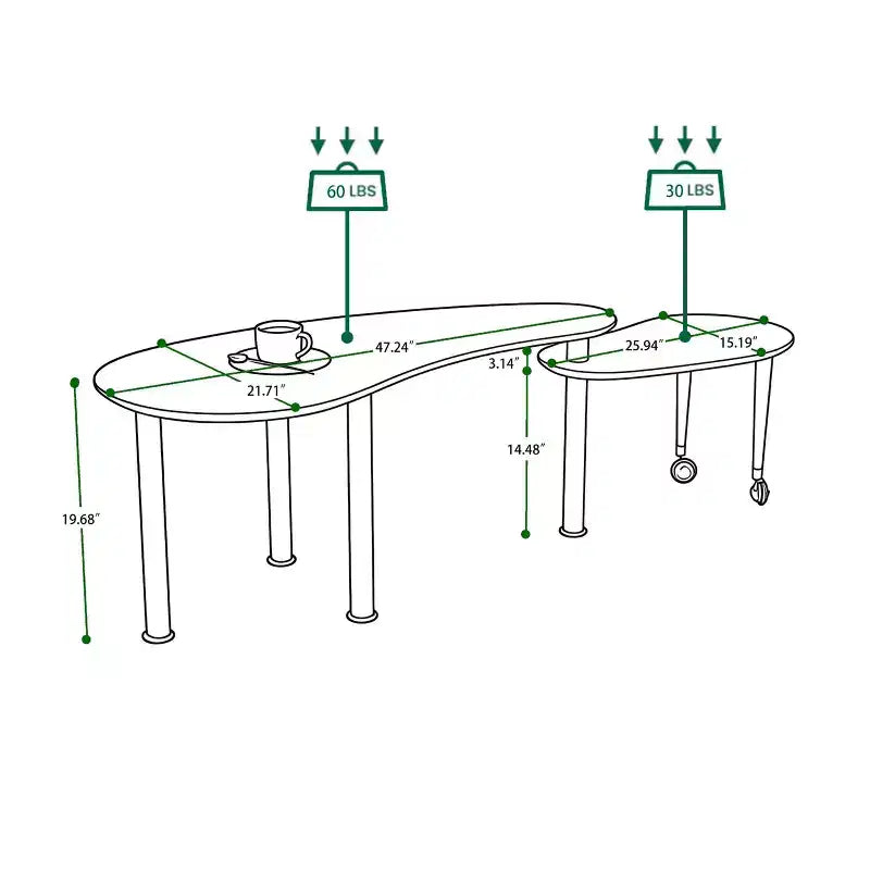 Table basse moderne Ora Maison avec pieds en bois massif et rallonge coulissante pour salon