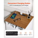 Tables de chevet de ferme VEVOR, avec station de charge, lot de 2, tables d'appoint avec 2 tiroirs et étagère ouverte, armoires de rangement de chevet, avec port USB, blanc