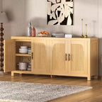 COZONY 71 Meuble de Buffet de Ferme avec 4 Portes, Étagères Réglables, Chêne Clair