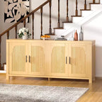 COZONY 71 Meuble de Buffet de Ferme avec 4 Portes, Étagères Réglables, Chêne Clair