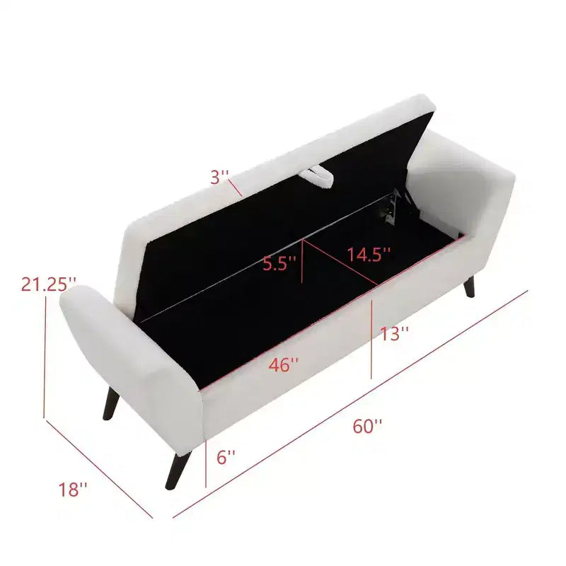 Banc de rangement capitonné GDFStudio Rupert Modern de 152 cm avec compartiment caché