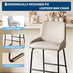 Tabourets de bar en similicuir à hauteur de comptoir, lot de 3/4, hauteur d'assise 67,3 cm, dossier rembourré ergonomique et repose-pieds, cadre en métal robuste, chaises de bar sans accoudoirs rembourrées
