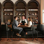 Tabourets de bar en similicuir à hauteur de comptoir, lot de 3/4, hauteur d'assise 67,3 cm, dossier rembourré ergonomique et repose-pieds, cadre en métal robuste, chaises de bar sans accoudoirs rembourrées