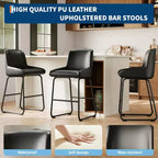 Tabourets de bar en similicuir à hauteur de comptoir, lot de 3/4, hauteur d'assise 67,3 cm, dossier rembourré ergonomique et repose-pieds, cadre en métal robuste, chaises de bar sans accoudoirs rembourrées