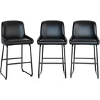 PU Leather Counter Height Bar Stools Set of 3/4,26.5Seat Height,Ergonomic Padded Back & Footrest,Sturdy Metal Frame,Upholstered Armless Bar Chairs