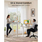 ErGear 44X24 Bureau électrique assis-debout avec tiroirs, bureau réglable en hauteur avec 4 préréglages, table d'ordinateur ergonomique pour bureau à domicile, blanc