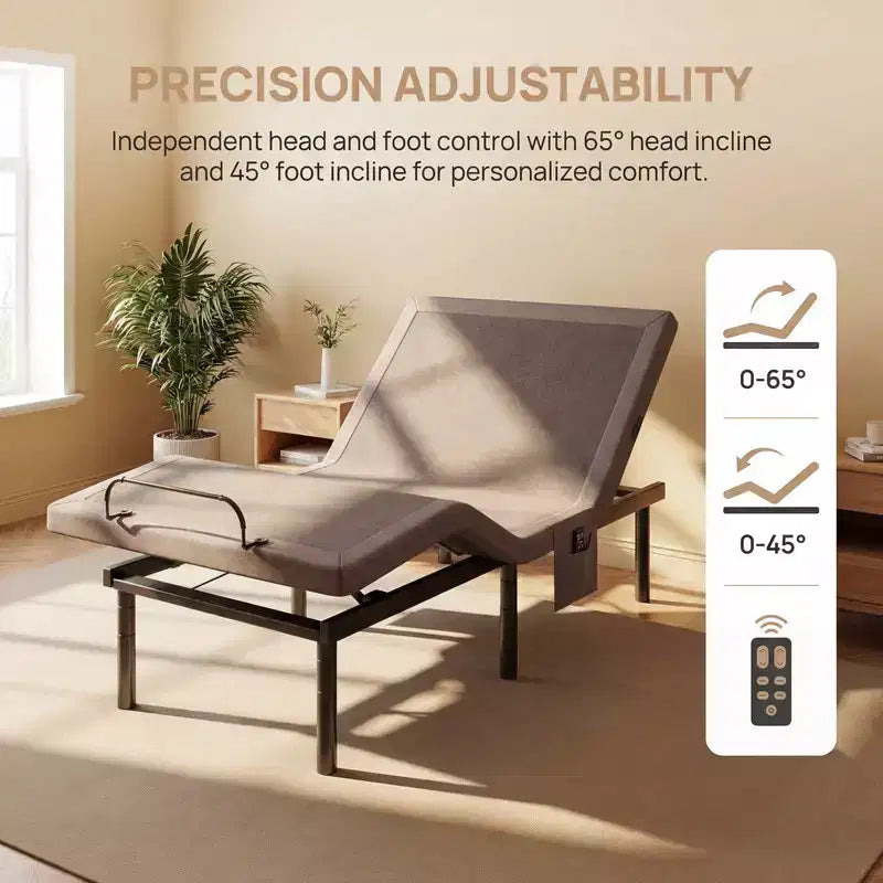 Cadre de lit électrique Marsail Twin XL, modes zéro gravité et zéro espace, sommier réglable avec 4 ports USB et télécommande sans fil
