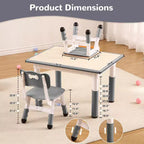 Table et 4 chaises ajustables pour enfants – Bureau multi-activités antidérapant et résistant aux graffitis pour [activités] – Âges