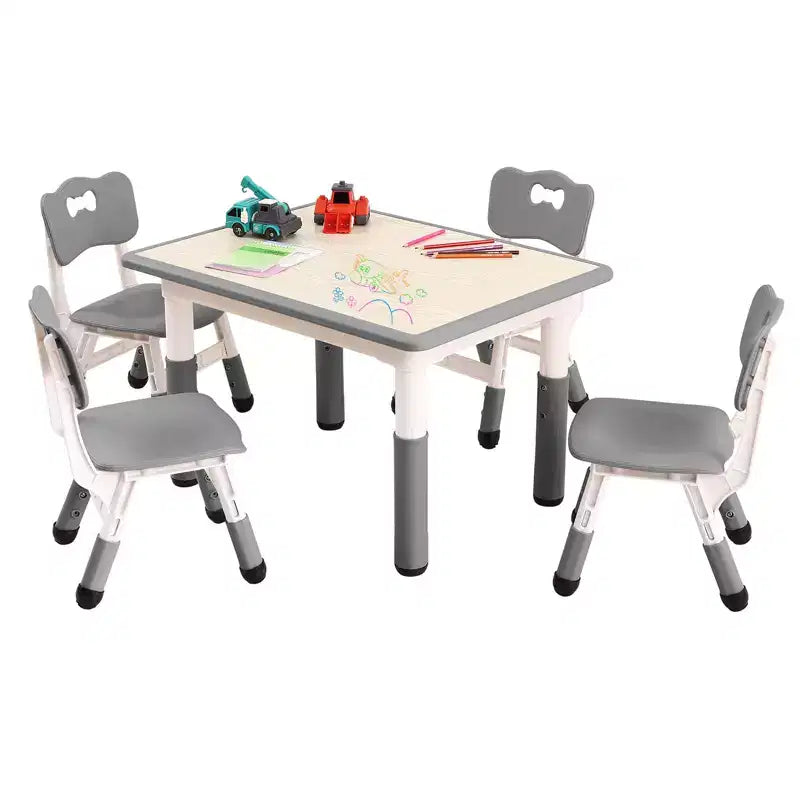 Table et 4 chaises ajustables pour enfants – Bureau multi-activités antidérapant et résistant aux graffitis pour [activités] – Âges