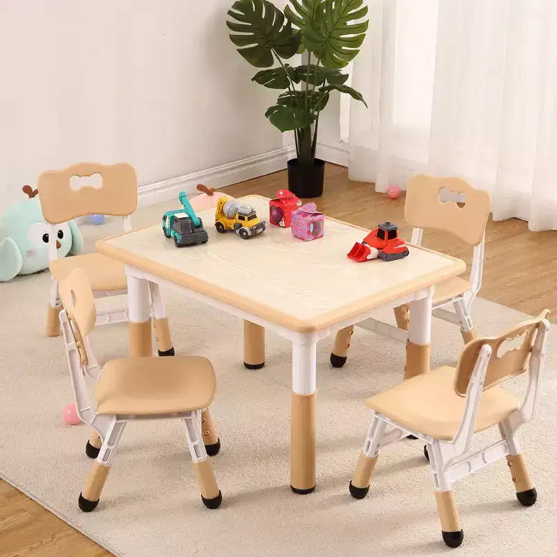Table et 4 chaises ajustables pour enfants – Bureau multi-activités antidérapant et résistant aux graffitis pour [activités] – Âges