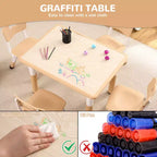 Table et 4 chaises ajustables pour enfants – Bureau multi-activités antidérapant et résistant aux graffitis pour [activités] – Âges